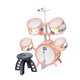 thumbnail image 5 of Juego de batería para niños, juguete educativo para el día de los niños, PVC, incluye baquetas, taburete, juguete musical para conciertos, actividades Borde naranja, 5 of 8