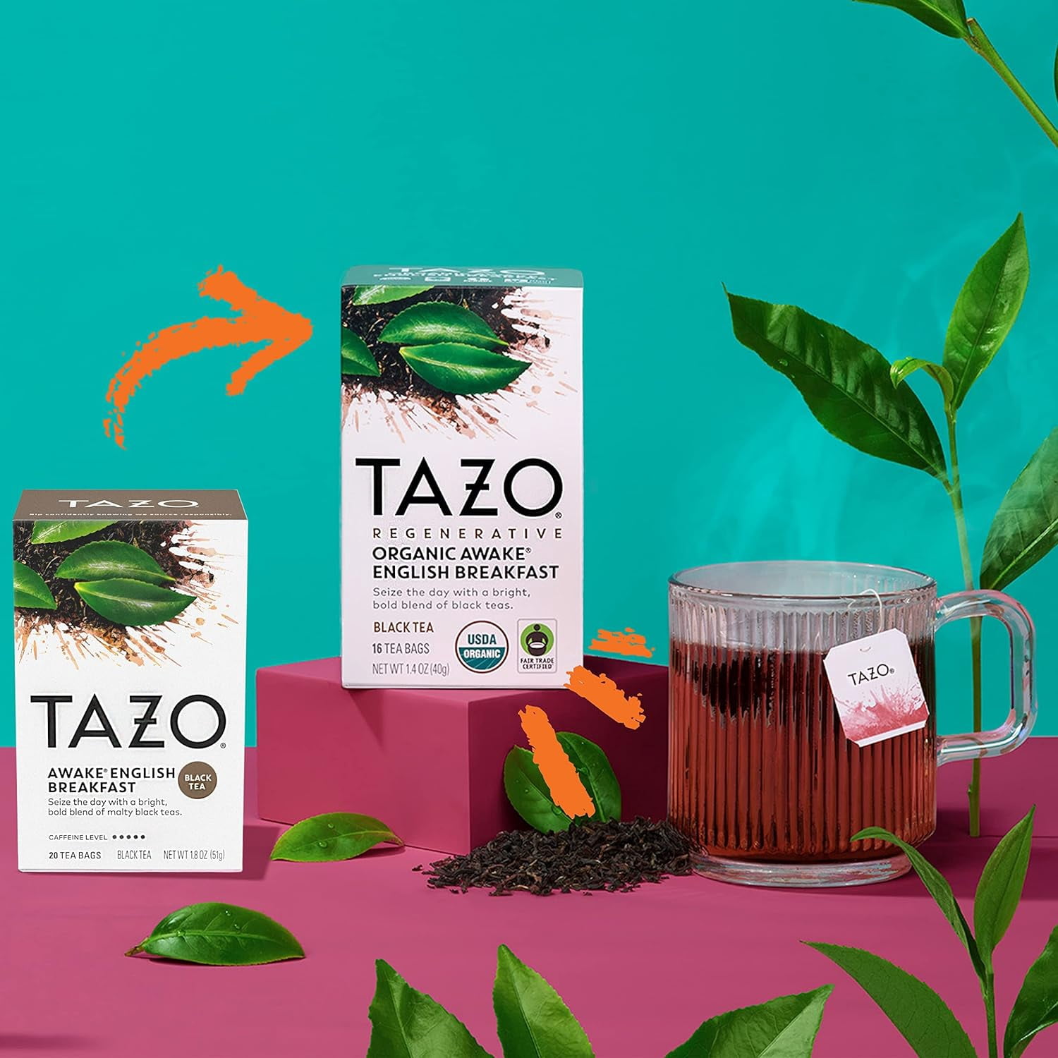 TAZO Regenerative Organic Awake English Breakfast Black Tea Bags, 36 Count (Pack of 4)