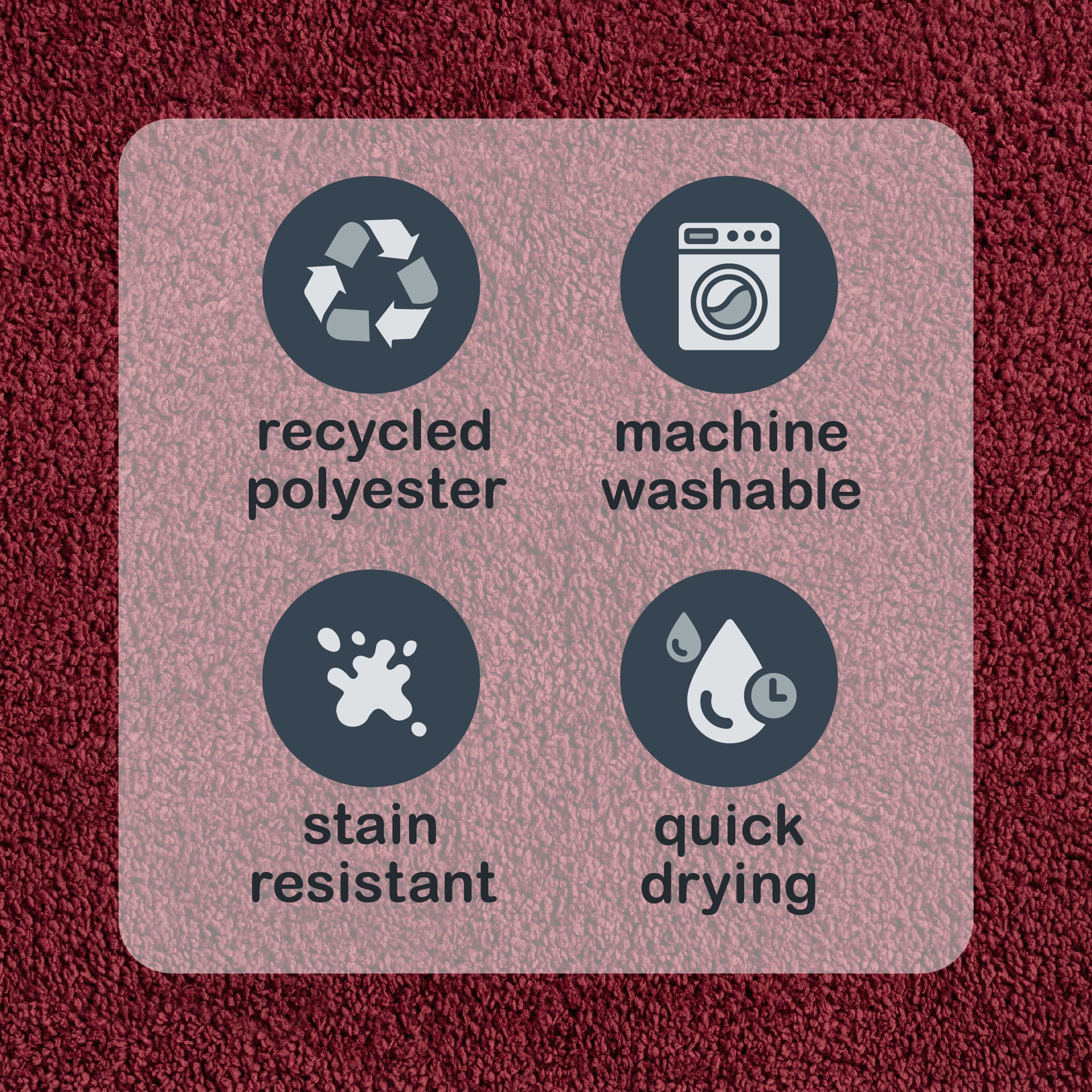 Mainstays Basic Polyester Contour Bath Rug, Red, 20" x 22"