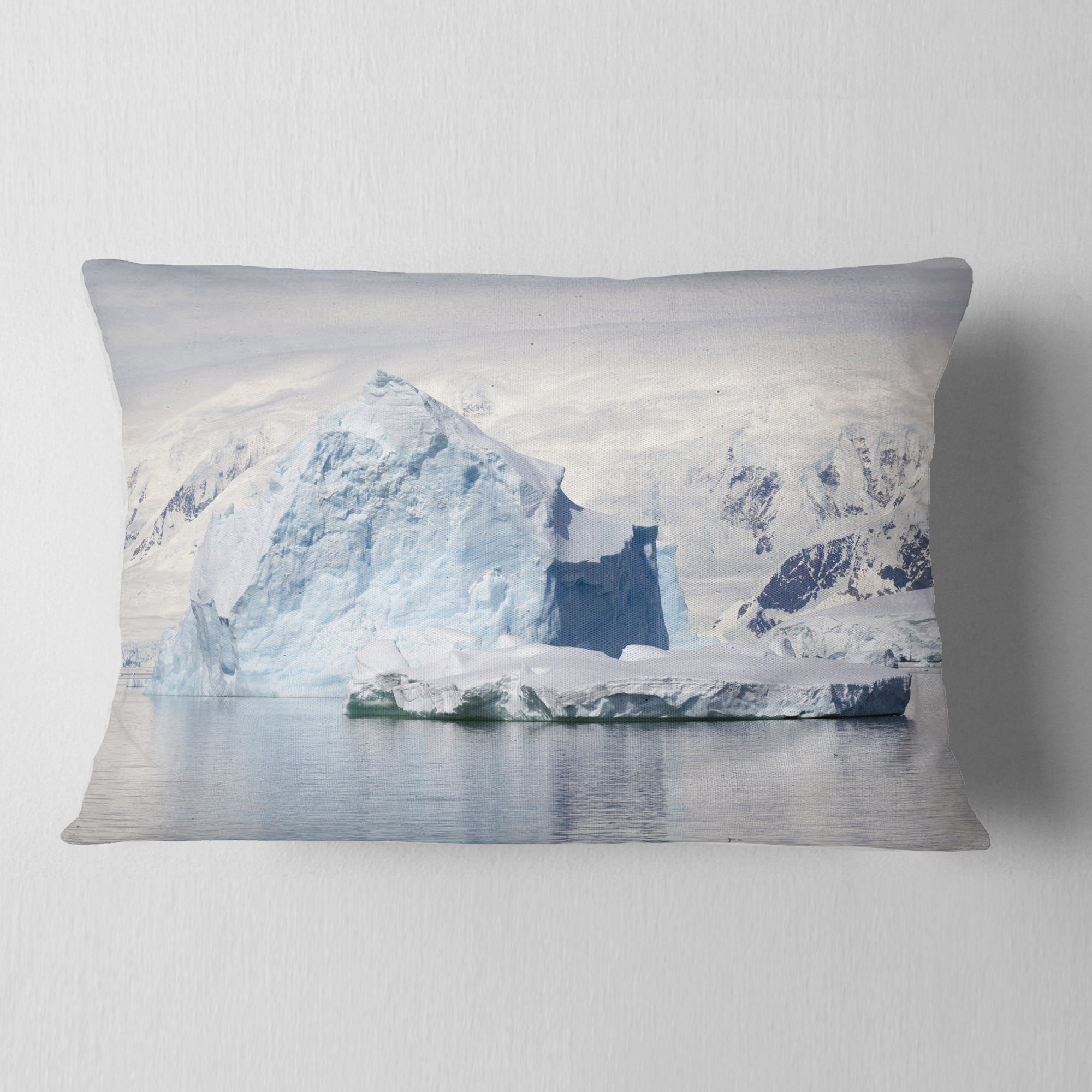 Designart Antarctica Mountains - Landscape Photo Throw Pillow - 12x20