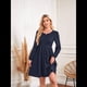 thumbnail image 5 of Vestido de Mujer con Mangas Largas Tipo Farol, Cuello Redondo, Falda Evasé, Moda de Otoño Azul Oscuro XL, 5 of 7