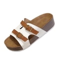 thumbnail image 2 of Slide Sandals for Women Plus-Size Wide Width Breathable Open Toe | Buckle Strap Beach Pool Slippers Thick Soft Sole, #1White-40, 2 of 9