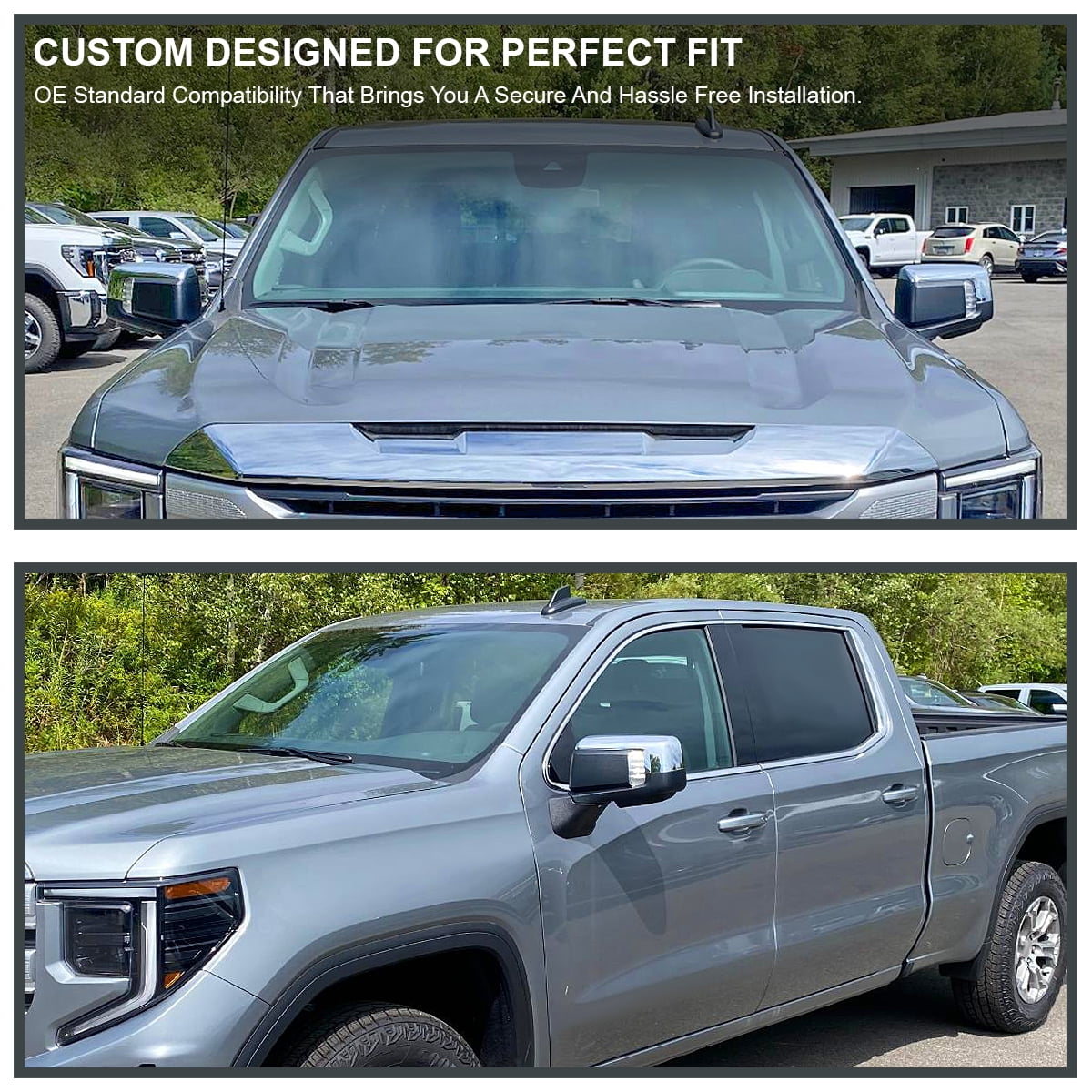 Spec-D Tuning Left Driver Side Chrome Power Heated Manual Adjust Side Mirror w/ Blind Spot + Temp Sensor Compatible with 2019-2026 GMC Sierra 1500