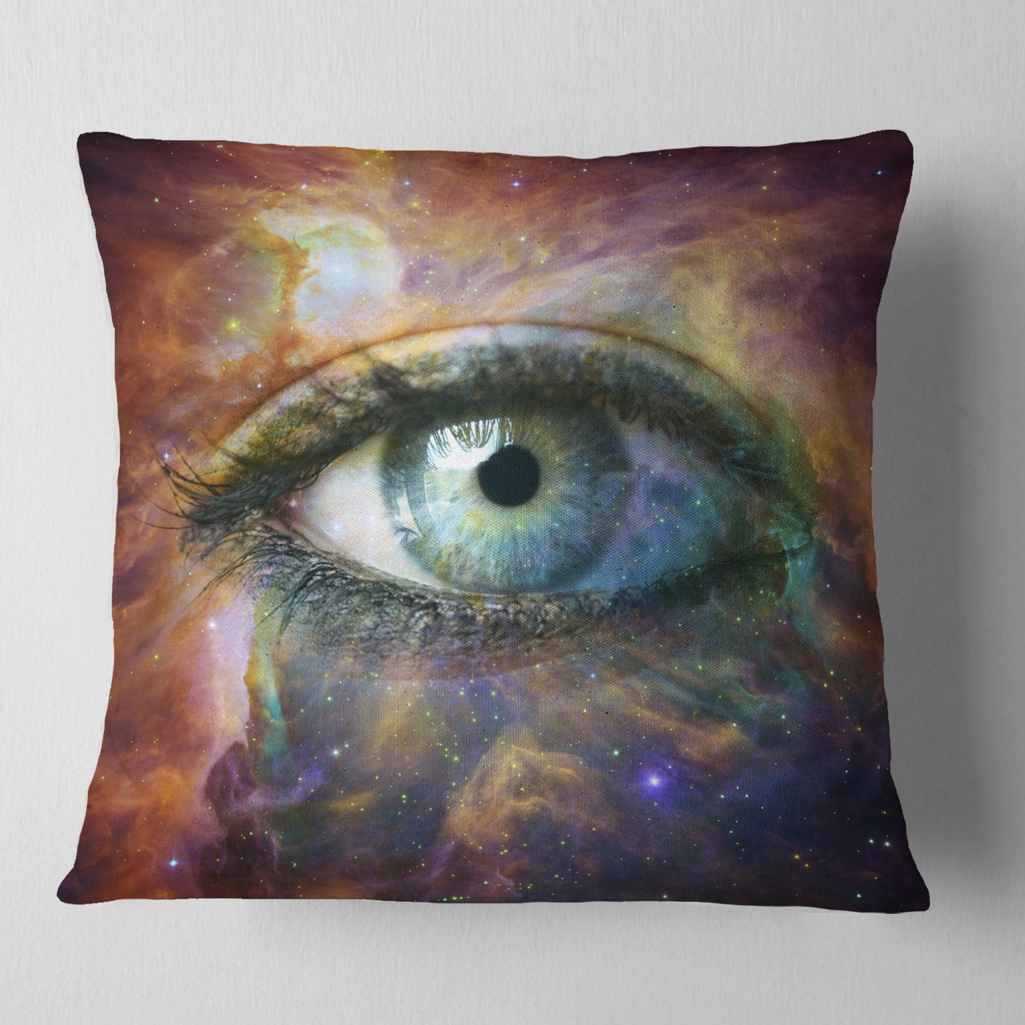 Designart Human Eye Looking in Universe - Contemporary Throw Pillow - 18x18