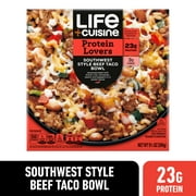 Life Cuisine Frozen Meal Southwest Style Beef Taco Bowl, Protein Lovers Microwave Meal, High Protein Dinner for One 9.5 oz
