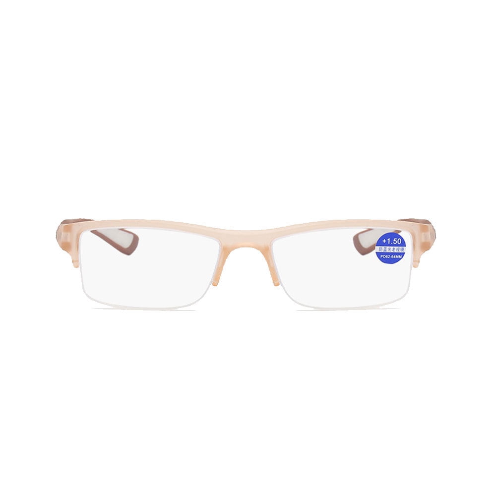 3 Pack Mens Half Rimless Sport Reading Glasses +3.0, Brown Plastic Readers 3.0