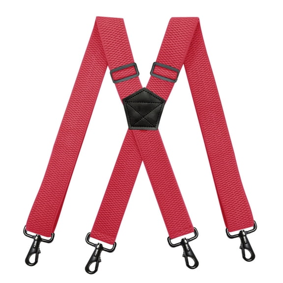 Lovskoo Heavy Duty Clip On Suspenders for Men Elastic Braces with 4 Strong Metal Clips 1.5 Inch Width X Back Style Formal Wear
