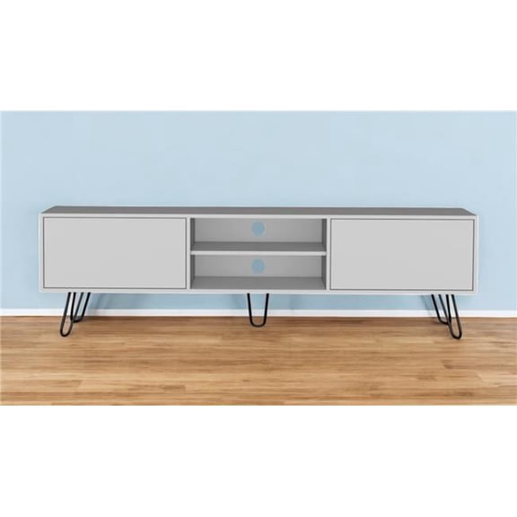 HomeRoots 546404 71 in. White Cabinet Open & Enclosed Storage TV Stand