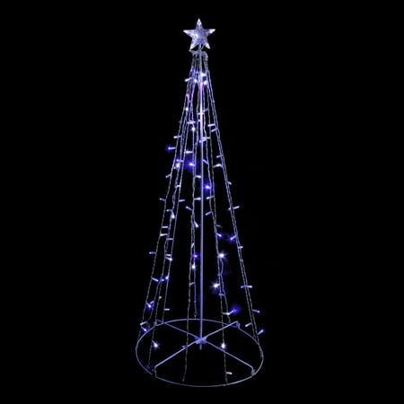 Twinkle Christmas Tree Northlight 5' Blue & White LED Lighted Twinkling Show Cone Christmas Tree Outdoor Decoration ()