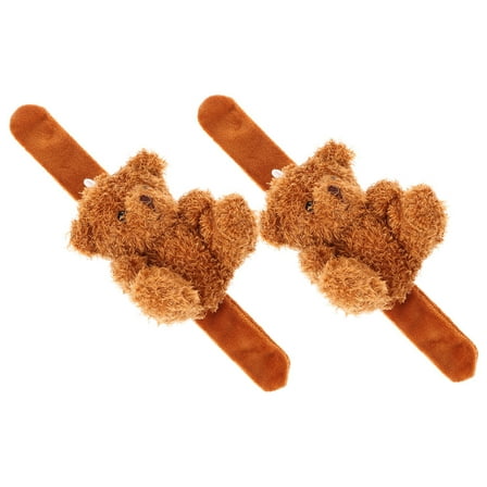 HONMEET 2Pcs Soft Animal Slap Bracelet Toy Bear Shape For Kids Birthday Party Favor 11.4*3.1*2.8in