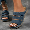 thumbnail image 2 of LOVZFMLL Women's Wedge Sandals 2025 Summer Casual Clogs Sandals Open Toe Slip On Beach Vacation Outdoor Walking Shoes Blue 5.5, 2 of 5