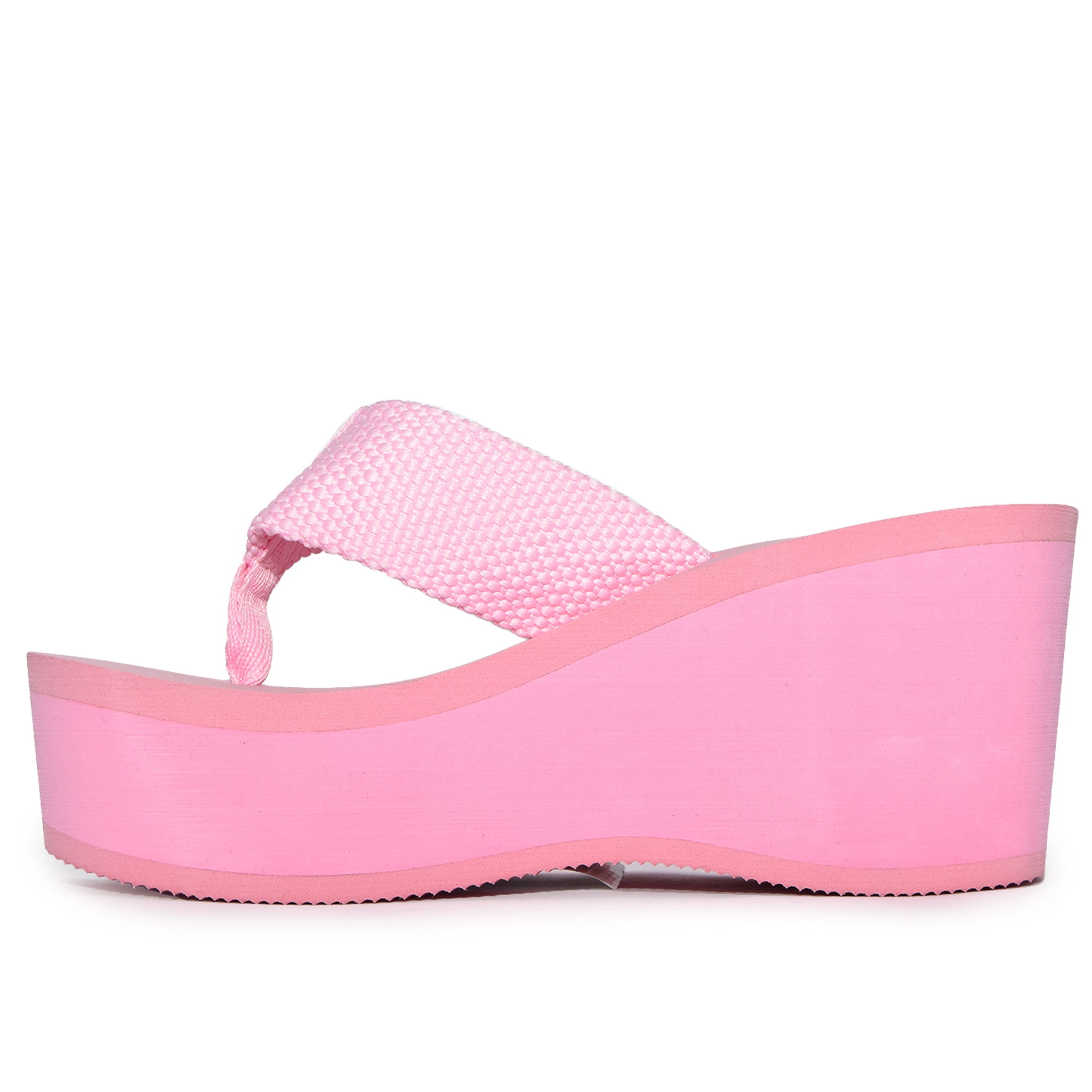 HEAT-01 Platform Wedge Flip Flop Sandals (Pink, 9) - Walmart.com
