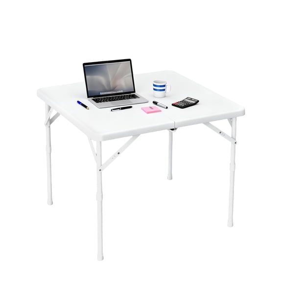 Senfot 34" Square Folding Card Table, Portable Dining Table with Handle, Indoor Outdoor Use for Camping, Parties, and Events