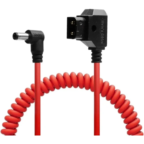 Alvin's Cables Dtap to DC Coiled Cable for Atomos Ninja V,D-tap to 2.1 DC Right Angle Power Cable for Blackmagic Design Video Assist,SmallHD 702,for Feelworld FW568 Monitor,Ultra Soft