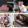 thumbnail image 4 of for Samsung Galaxy S22 Plus Premium PU Leather Back Case, Multiple Card Slots Design, Double Magnetic Clasp Study Kickstand RFID Blocking Classic Phone Cover for Samsung Galaxy S22 Plus, Winered, 4 of 9
