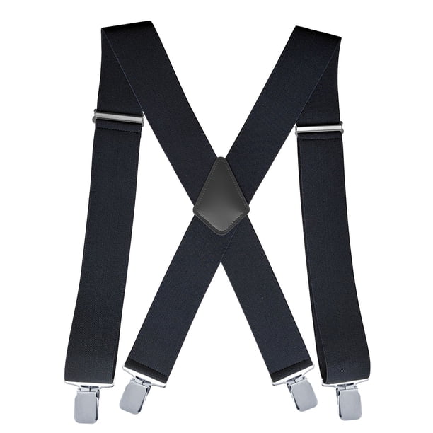 Tirantes ajustables con clips resistentes de 2 pulgadas de ancho con espalda en X para hombre Tirantes clásicos para hombres para bodas y negocios (negro)