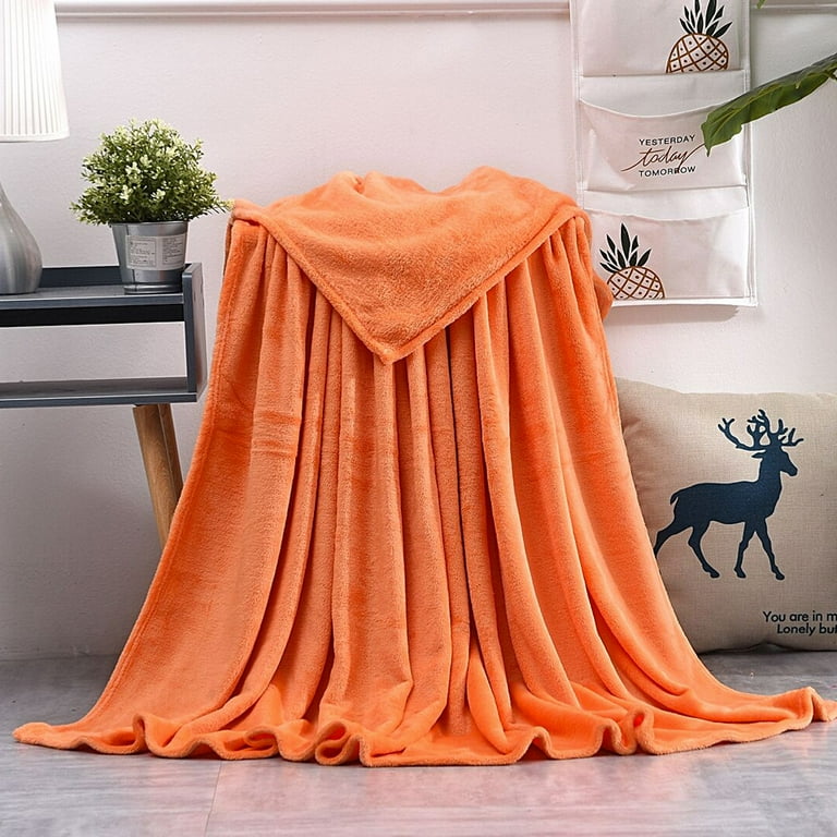 Howarmer Large Orange Fleece Throw Blankets King Size Soft Fuzzy