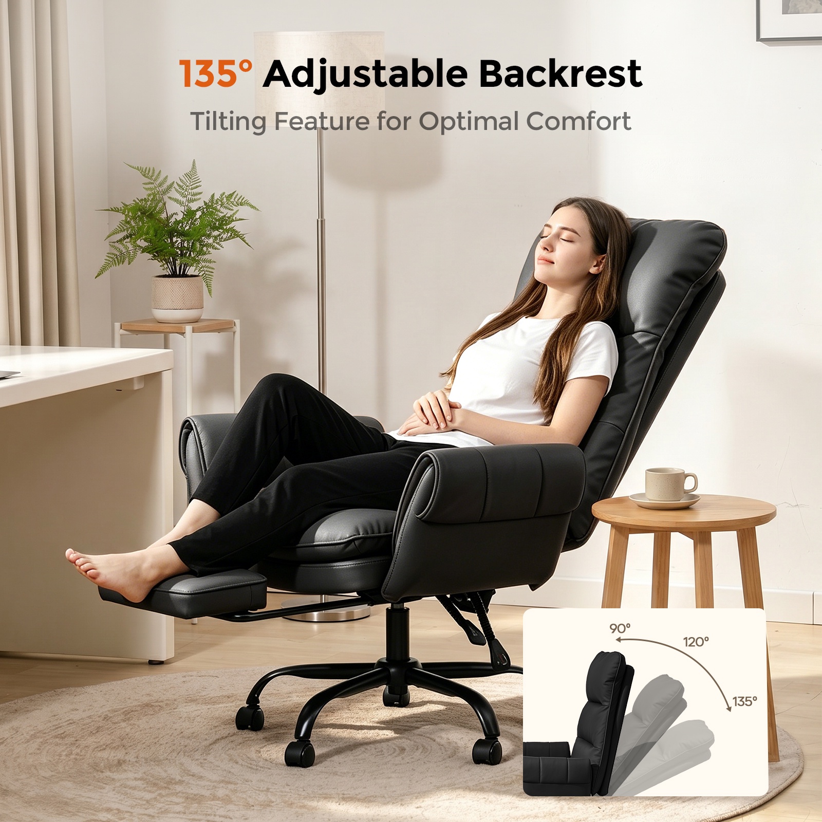 Patbrela Big and Tall Office Chair, Black photo 5