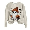 thumbnail image 7 of mgoYE Halloween Shirt Women Sweatshirts Halloween Ghost Sweatshirt Women - Halloween Graphic Crewneck Tops Casual Sweater(Beige,XL), 7 of 7