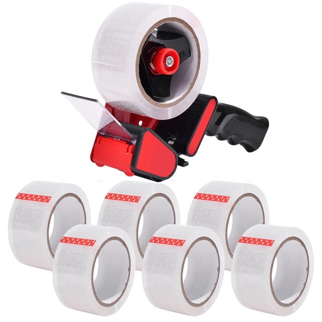 Dispensador de cinta Zuvo Heavy Duty con 6 cintas de embalaje transparentes