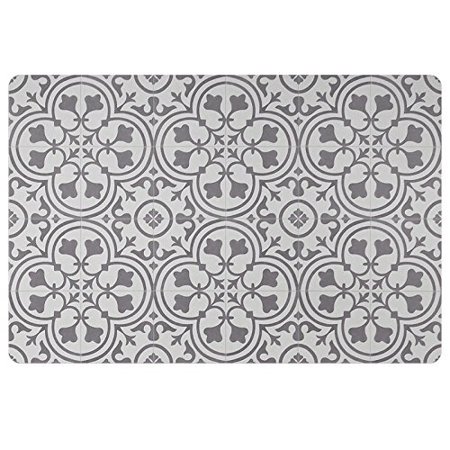 vinyl floor mat, durable, soft and easy to clean, ideal for kitchen floor, mudroom or pet food mat. freestyle, wrought iron deco pattern (2 ft x 3 ft)