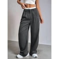 thumbnail image 4 of Womens Baggy Wide Leg Pants Casual Stripe Elastic Waisted Palazzo Harem Pants with Pockets Grey XXL, 4 of 5