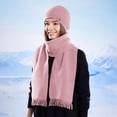 thumbnail image 2 of HAiming Women Knit Hat Long Scarf 2PCS Set Solid Color Soft Warm Thick Winter Trendy Caps Ears Protection, 2 of 6