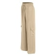 thumbnail image 6 of zaveiop Wide Leg Cargo Sweatpants for Women Baggy Drawstring High Waisted Jogger Loose Comfy Athletic Pants with Pockets (Z1-Khaki, M), 6 of 7