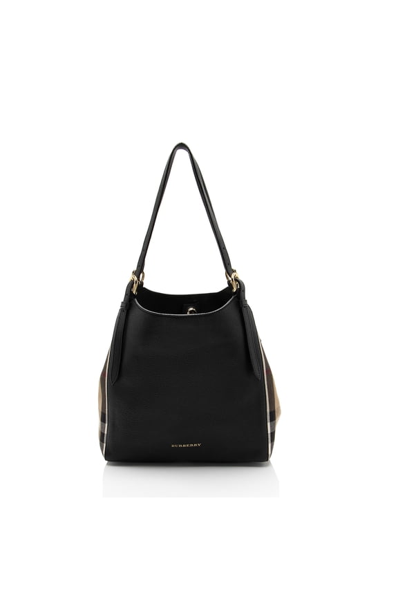 Pre-Owned Burberry Leather House Check Canterbury Small Tote