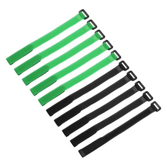 10 Pcs Reusable Battery Tie Down Straps, 0.8" x 8" Nylon Multipurpose Battery Hold Down Adjustable Cinch Strap Hook Loop Fastening Tie for FPV RC Drone Boat Car, Black/Green