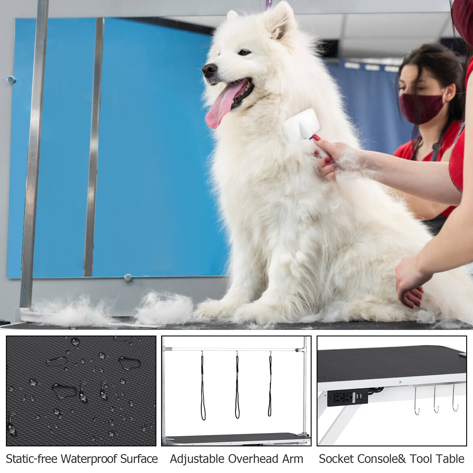 COZONY 47" Electric Lift Dog Grooming Table with Adjustable Height & Gantry Crane, 264 Lbs Limit