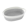 thumbnail image 2 of Cesta tejida con asa, cesta multiusos de cuerda de algodón, regalo decorativo para bebé blanco gris blanco, 2 of 9