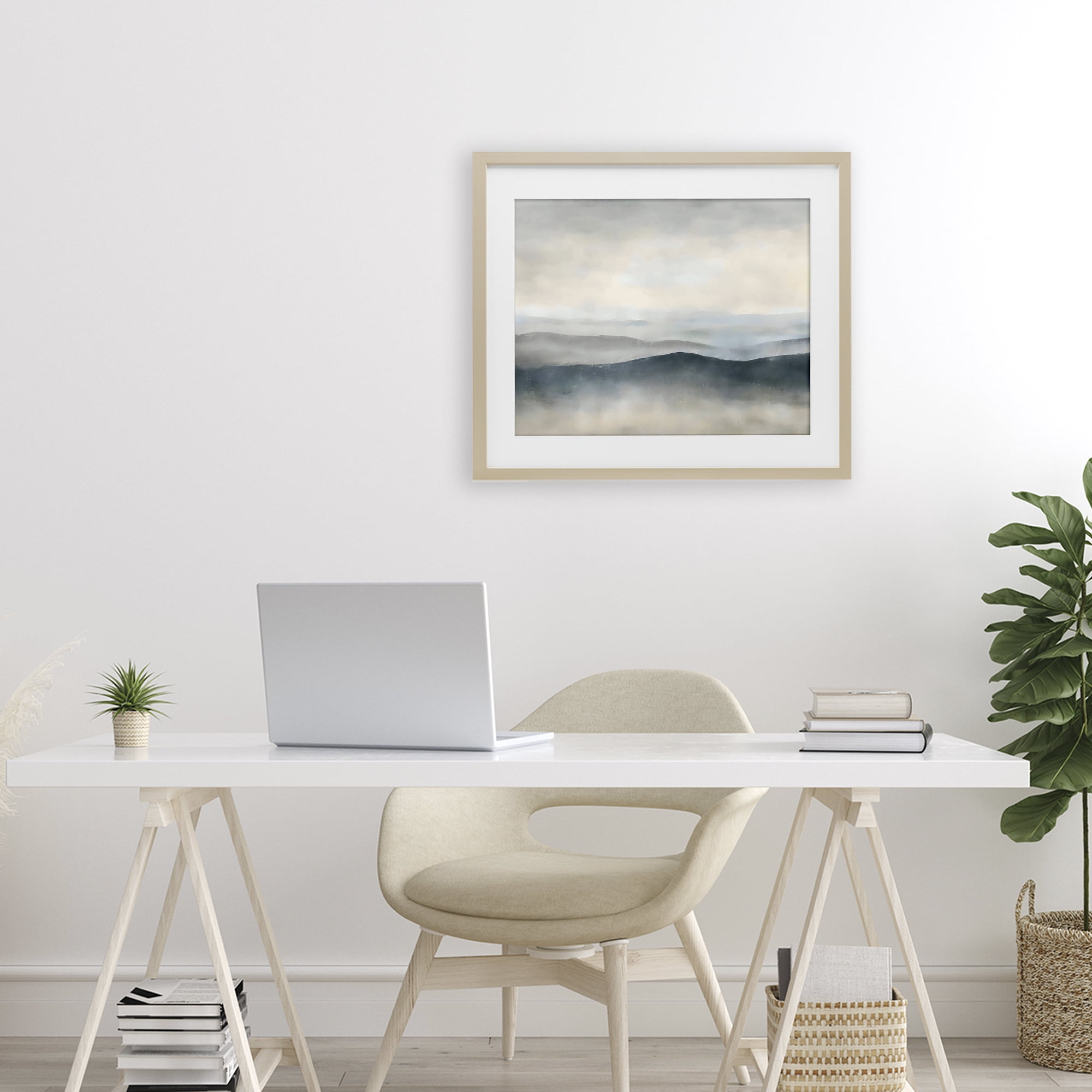Stupell Industries Muted Horizon Serenity Birch Framed Print Under Glass, design by Riley B