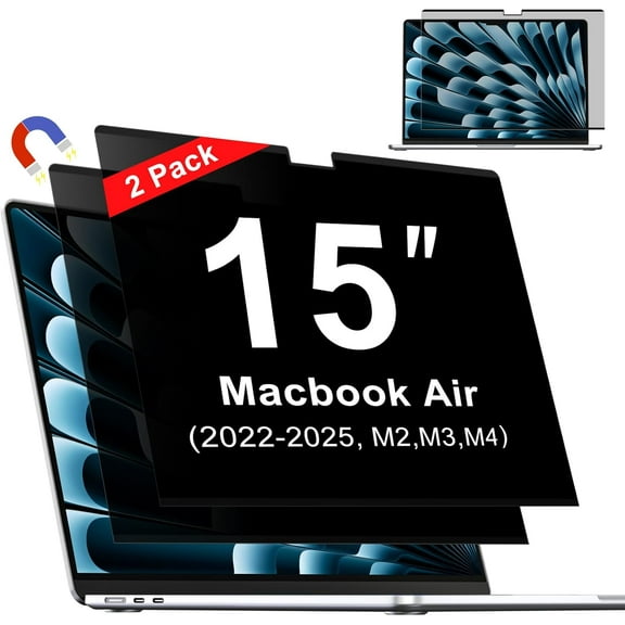Magnetic Privacy Screen for MacBook Air 15 Inch (2023-2025, M2, M3, M4, Pro, Max), Removable Laptop Privacy Screen Protector, Anti Blue Light Glare Filter for Mac Air 15.3" Laptop Computer
