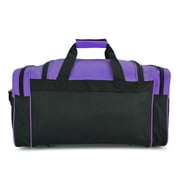 DALIX 21 Blank Sports Duffle Bag Gym Bag Travel Duffel with Adjustable Strap in Purple