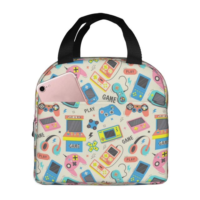 Disketp Playing Video Games for Insulated Lunch Bag for Women and Men, Perfect for Work, Hiking, Picnic