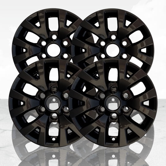 Set of 4 16" 6 V Spoke Wheel Skins for 2016-2021 Toyota Tacoma - Gloss Black