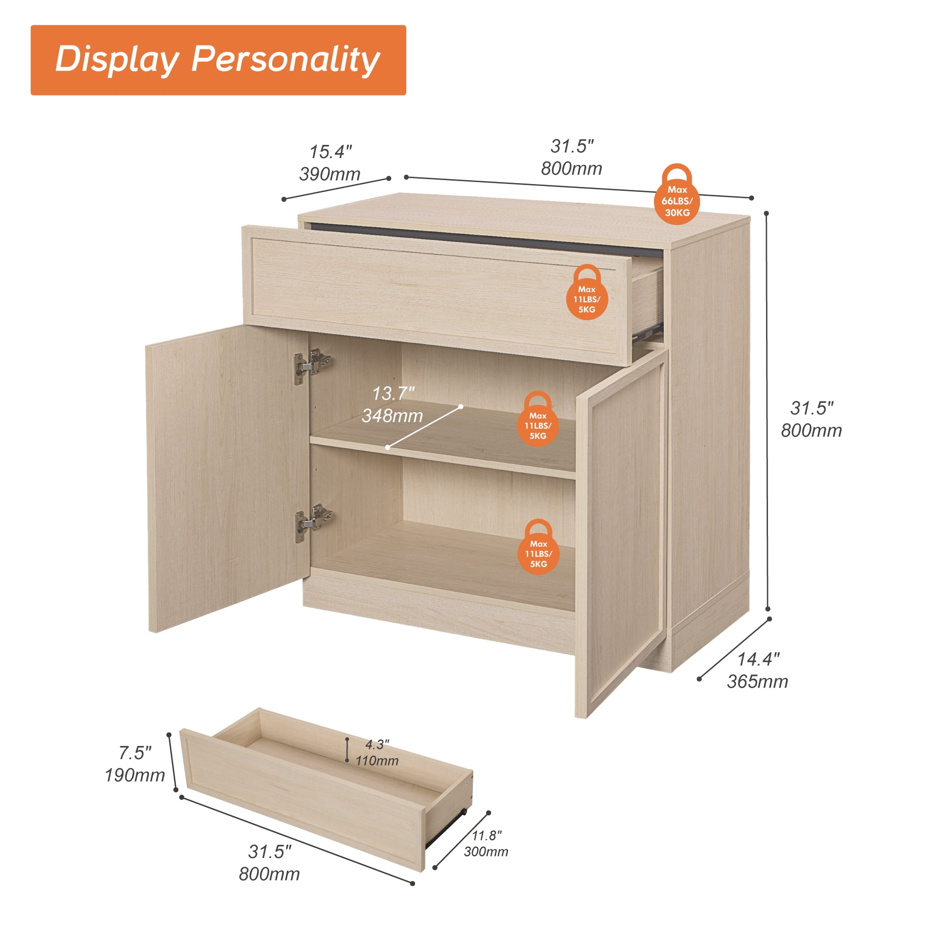 WAMPAT Modern TV Stand for TVs Up to 40", Wooden Entertainment Center TV Console with 2 Doors and Drawer, Media Console Cabinet with Adjustable Shelf for Living Room, Bedroom, Beige