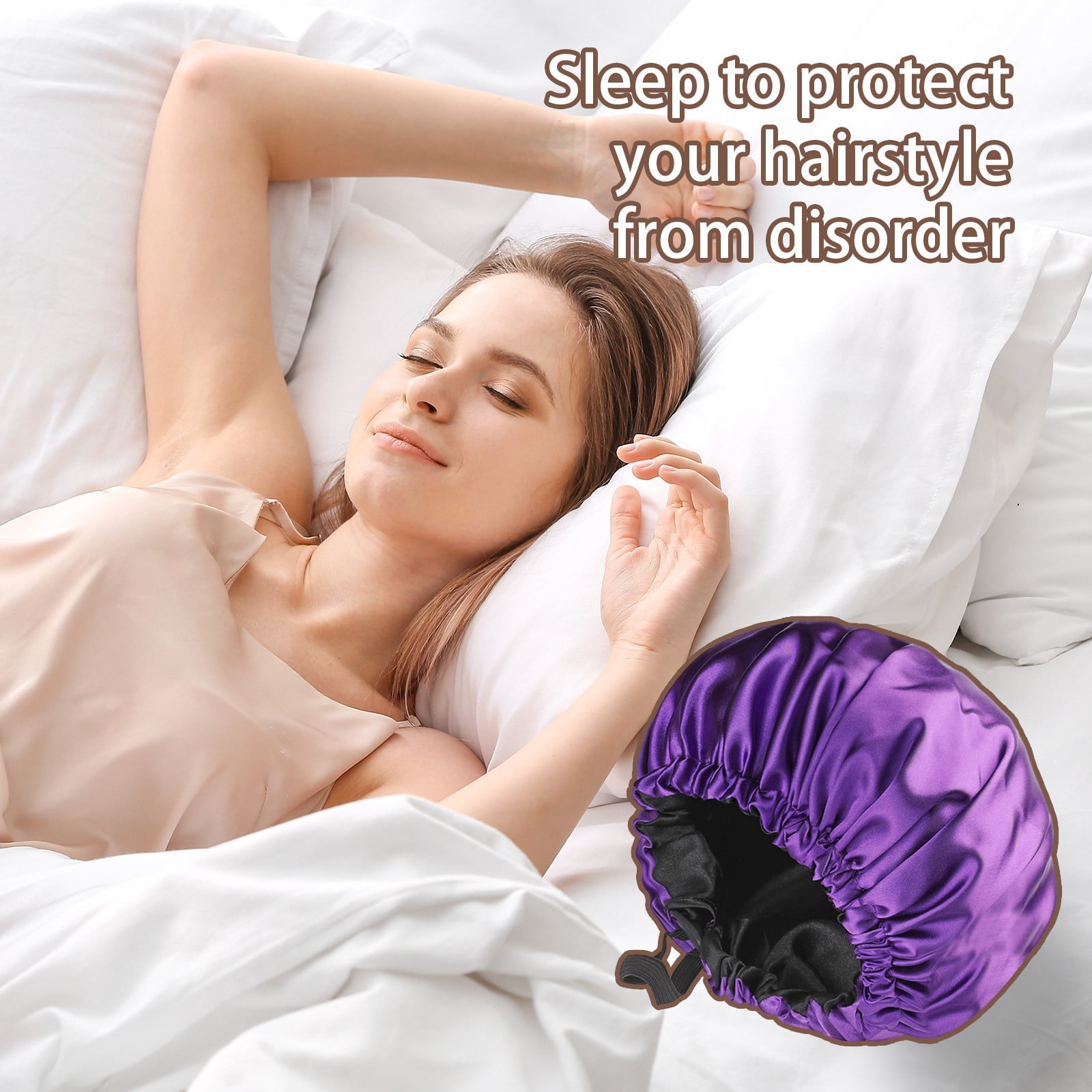 Weloille Reversible Silk Satin Cap For Sleeping, Adaptable Button Silk Satin Hair Cap, Fashionable Double Layer Hair Cap