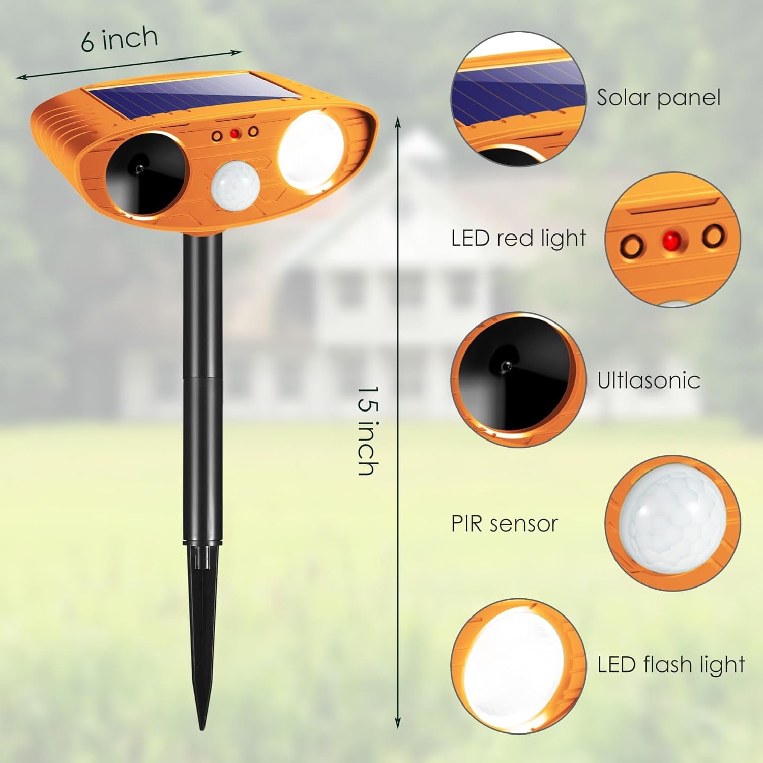 SolarAnimal Repellent with Motion Detection, Waterproof Ultrasonic Technology for Cats, Rabbits, Deer, Raccoons, and Skunks - Yard, Garden, Farm Protector