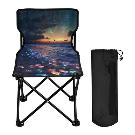 YAZAOO Camping Chairs Modern Glowing Stones on Beach at Sunset Pattern Folding chair