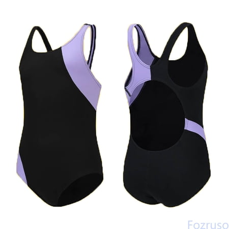 Fozruso Girls Athletic Swimsuit Kids Black Swimwear For Swim Team Practice Competition Beach Sport Bathing Suit Swimwear Sets Sizes 7-8 Years