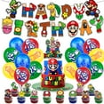 thumbnail image 1 of Super Mario Theme Birthday Party Balloon Banner Cake Topper Decoration, 1 of 4