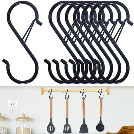 

Wanwan 3Pcs S-Shape Hooks with Windproof Buckle Punch-free Home Organizer Multifunctional Kitchen Bedroom Hanging Hook Hanger Household Supplies