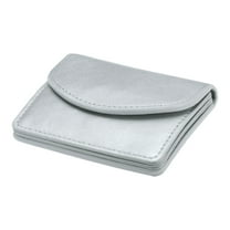 Uxcell PU Leather Business Card Case, Business Name Card Holder Wallet for Women Credit ID Card, Silver Tone