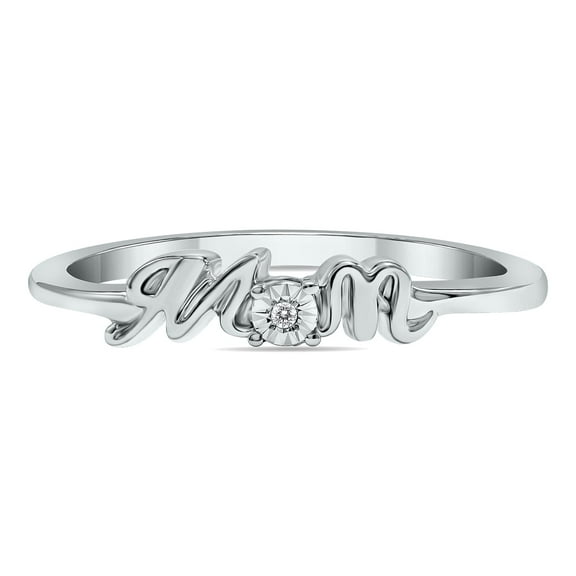 SZUL Women's Genuine Diamond MOM Ring in .925 Sterling Silver