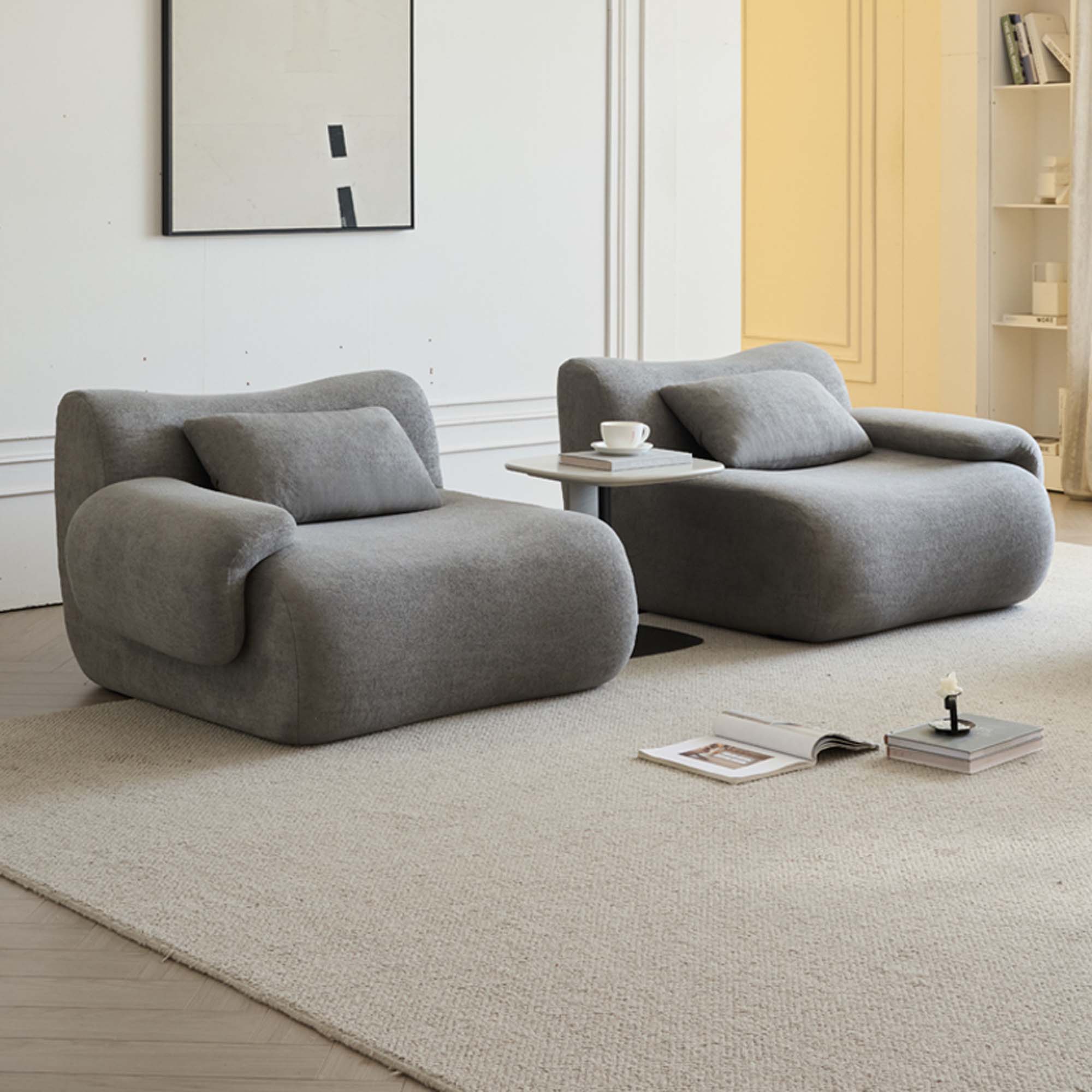Miniyam 79" Light Grey 2-Seater Couch, Memory Foam Loveseats Modern Compression Sofa with Deep Seat, No Assembly Required Couch for Living Room Bedroom Apartment