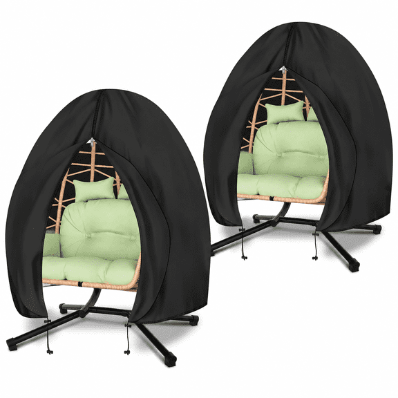 Black 2 Pack-Double Seat 91'' (H) x 80''(W) Patio Egg Chair Cover