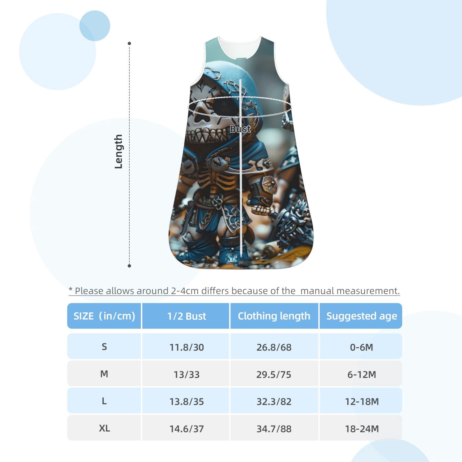 Vsdgher Cute Skeletons Figurines Baby Sleep Sack, Sleeveless Baby Sleeping Bag Toddler 2-Way Zipper Wearable Blanket for Infant Toddler Newborn-Medium
