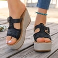 thumbnail image 3 of Dakaela Women Platform Wedge Sandals 2026 Non Slip Comfortable Espadrille Slides with Arch Support Summer Hollow out Work High Heels Black 9, 3 of 9